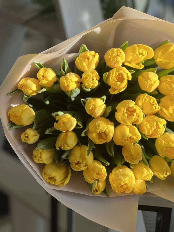 Картинка Букет из 45 желтых тюльпанов "Мадрид"