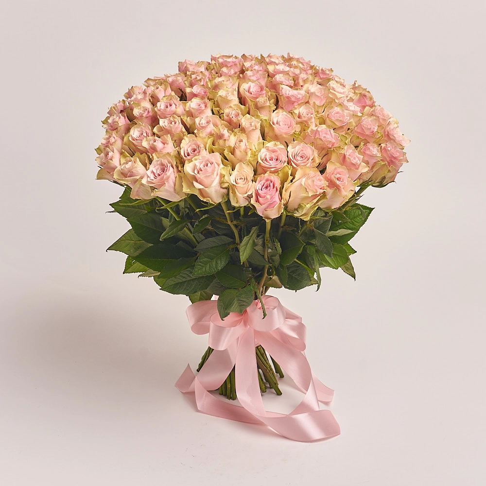 Картинка Букет из 101 розы "Розовое облако" 70 см