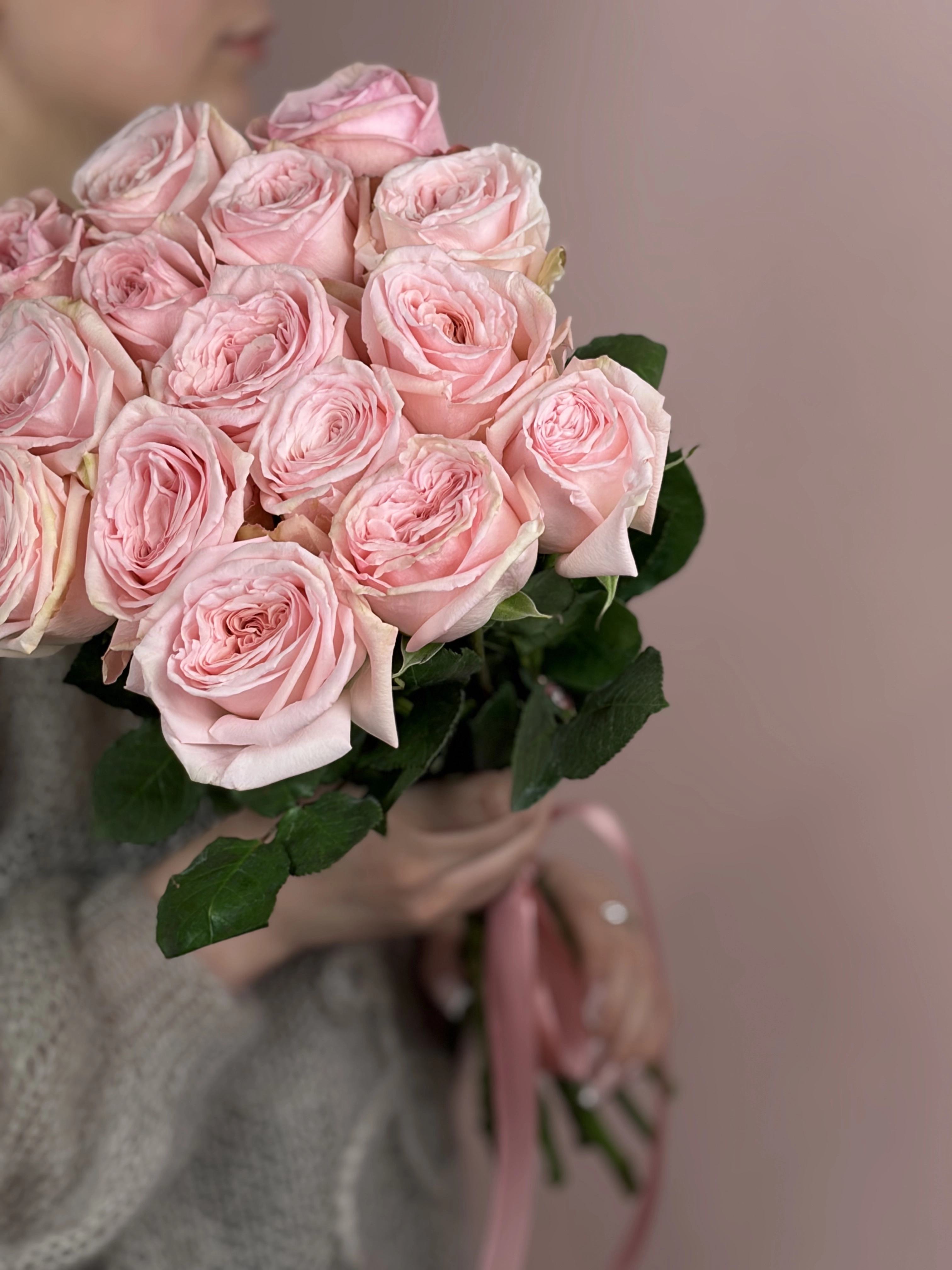 Картинка Букет из 15 роз Пинк Охара 60см