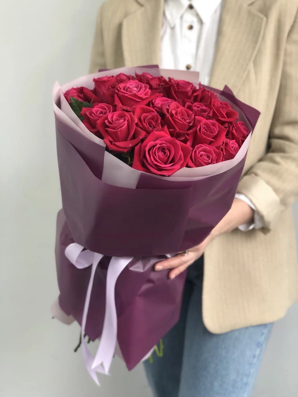 Картинка Букет  из 21 розы Шангрила "Джем"  60 см