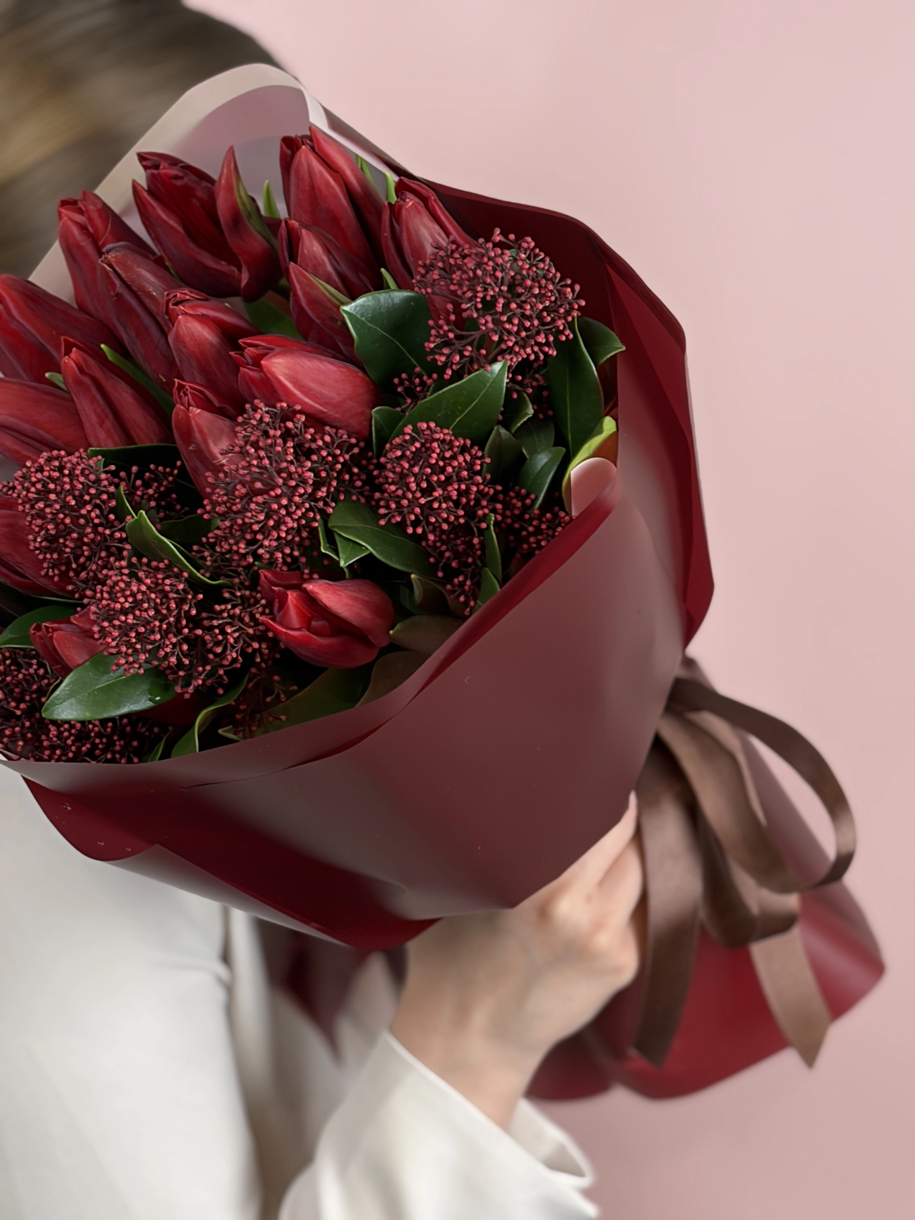 Картинка Букет из 15 тюльпанов "Глубокая Страсть"