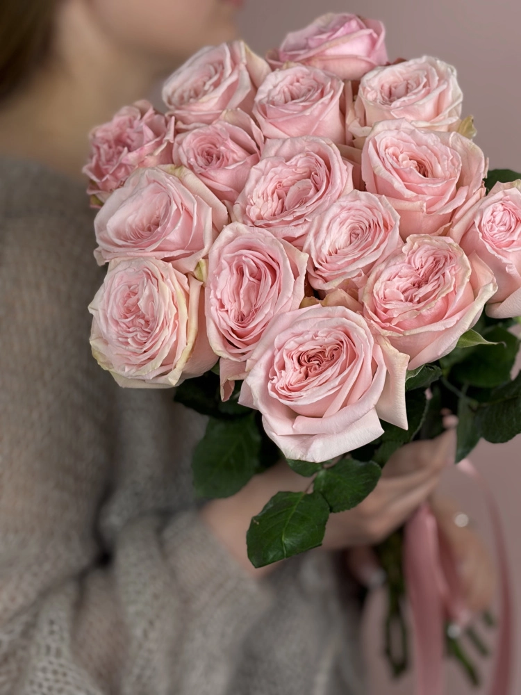 Картинка Букет из 15 роз Пинк Охара 60см