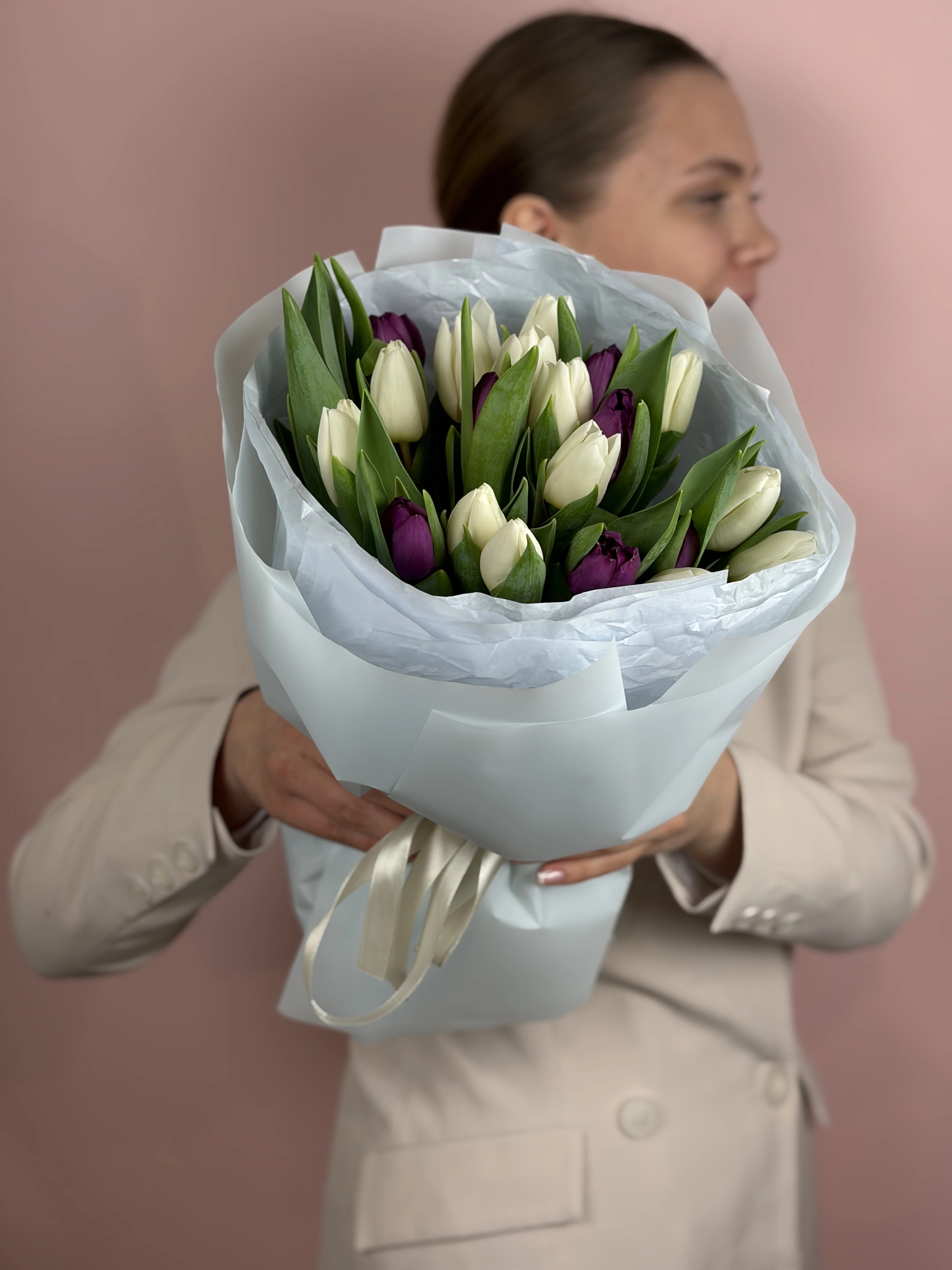 Картинка Букет из 21 тюльпана «Фиолетовая Фантазия»