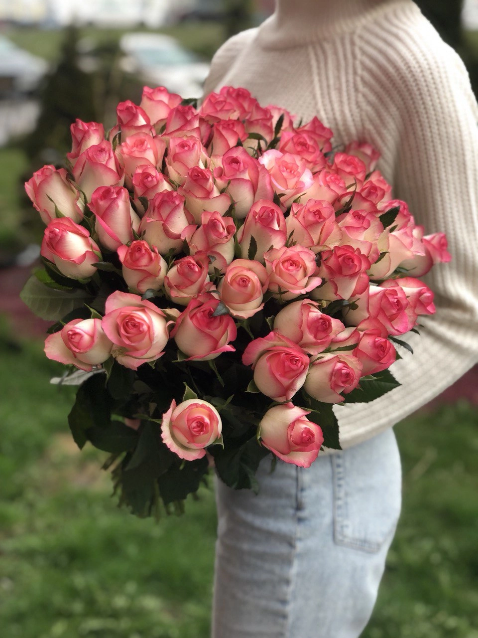 Картинка Букет из 35 роз сорта Джумилия 80 см