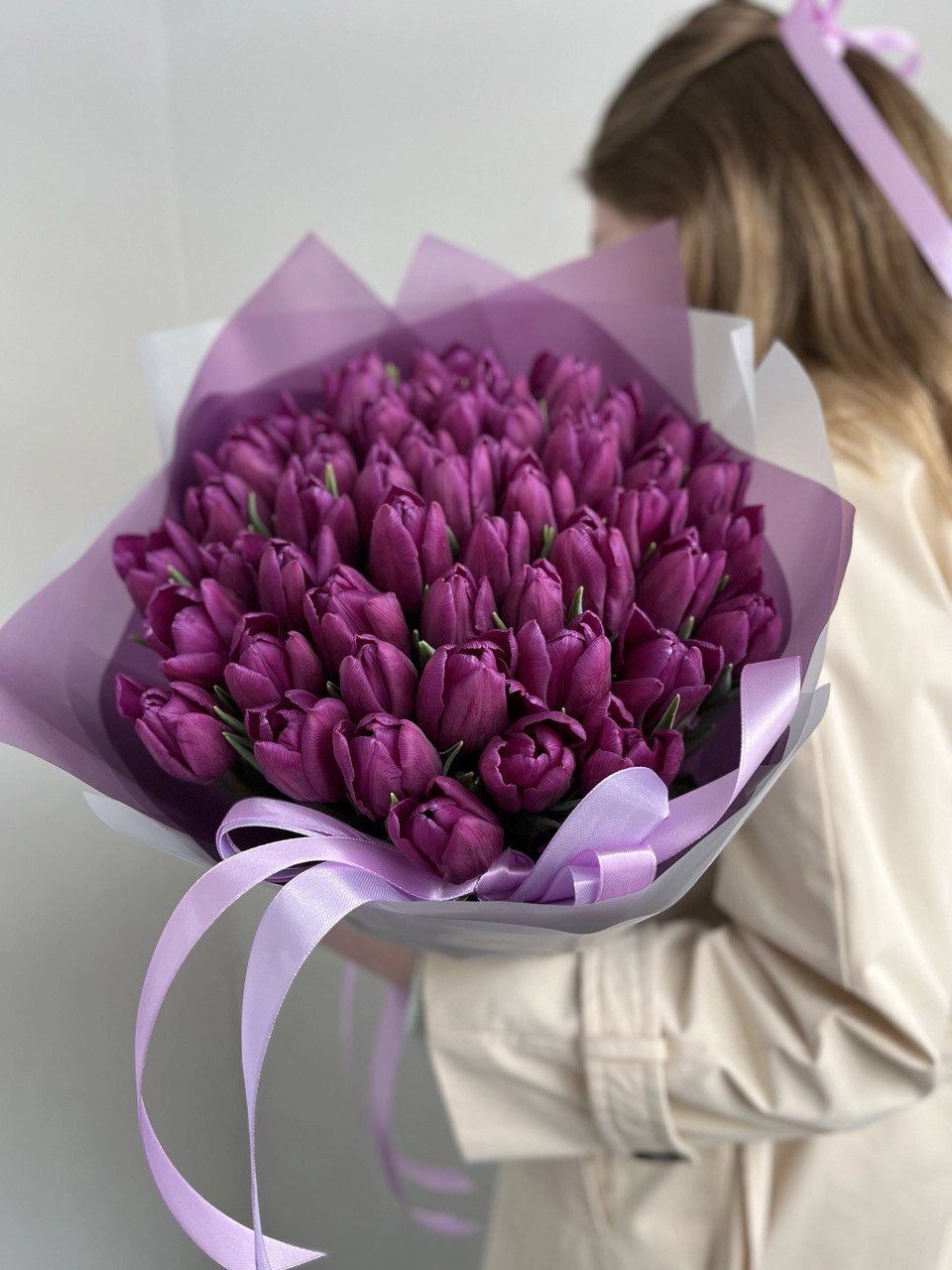 Картинка Букет из 51 тюльпана "Фиолетовая Энигма"