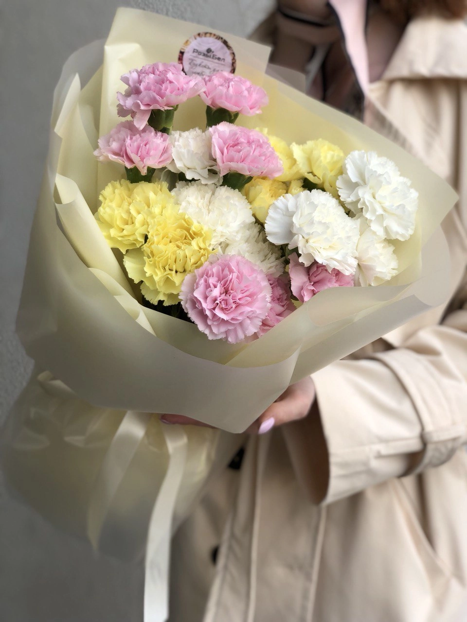 Картинка Букет из 21 гвоздик "Макаронс"