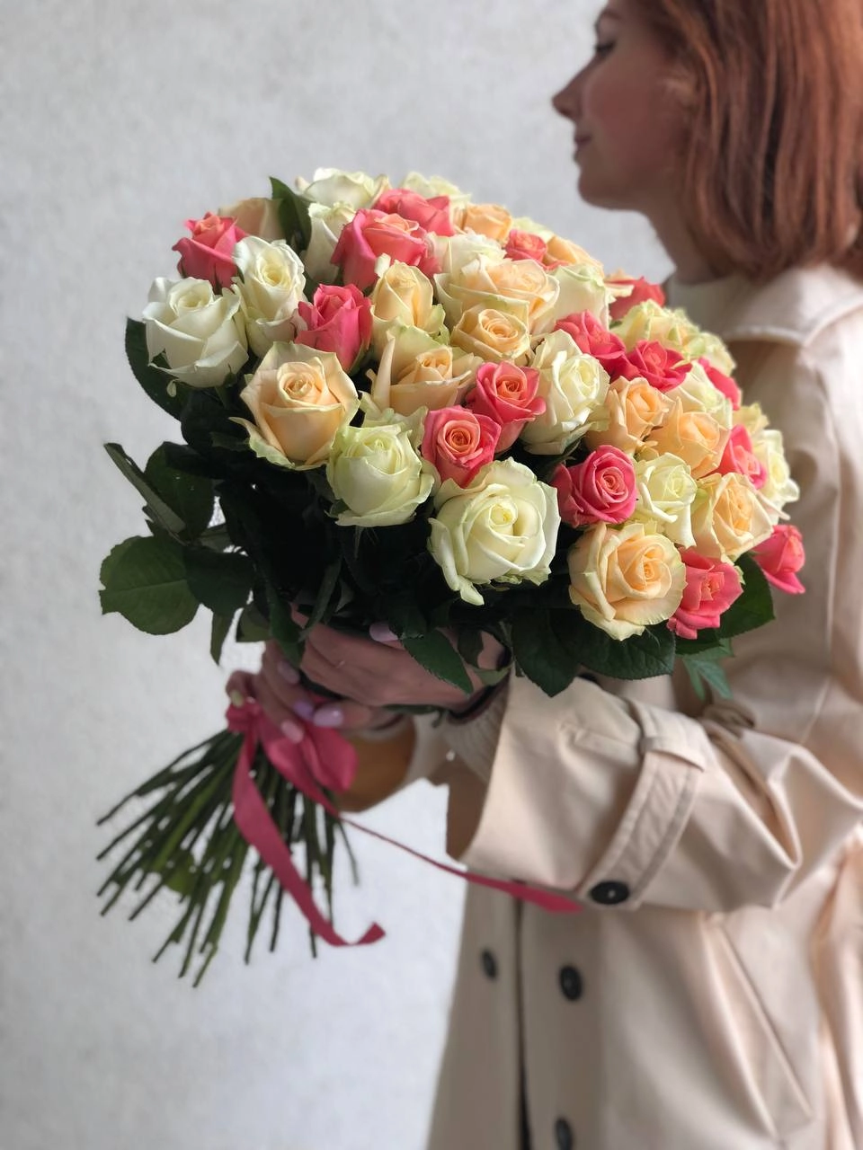 Картинка Букет из 51 розы "Коралловый риф"  60 см