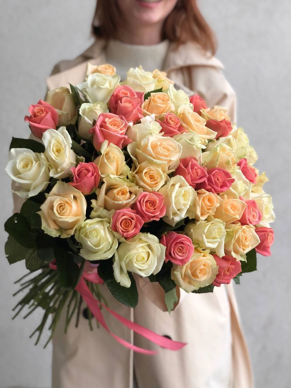 Картинка Букет из 51 розы "Коралловый риф"  50 см