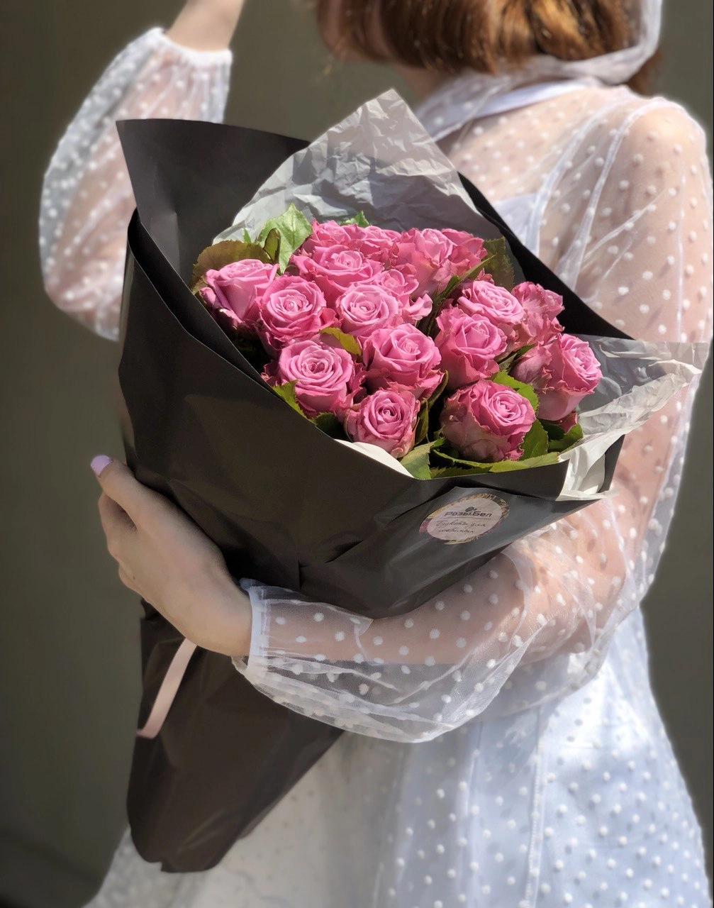 Картинка Букет из 17 роз "Амели" 60 см