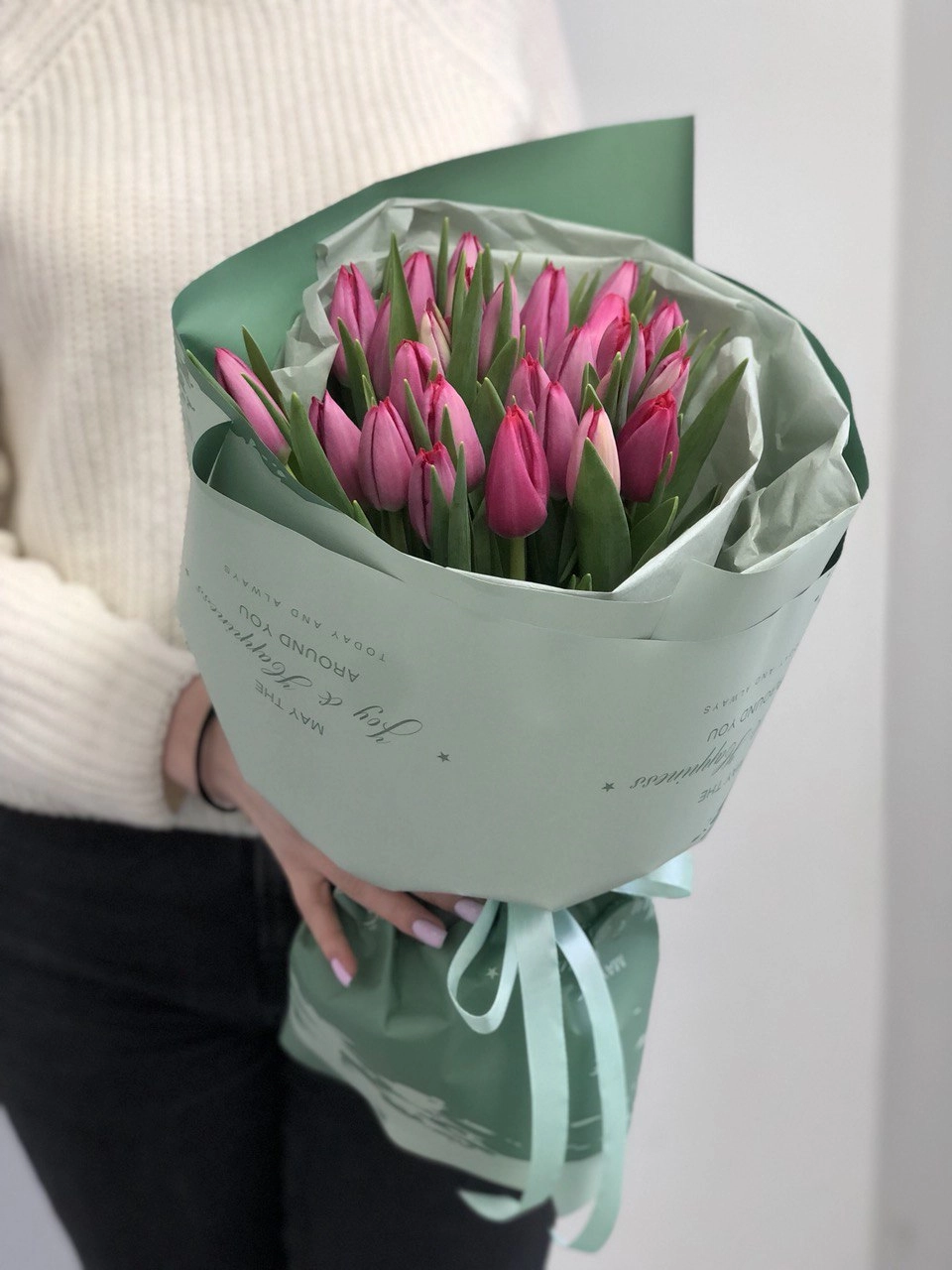 Картинка Букет из 25 розовых тюльпанов