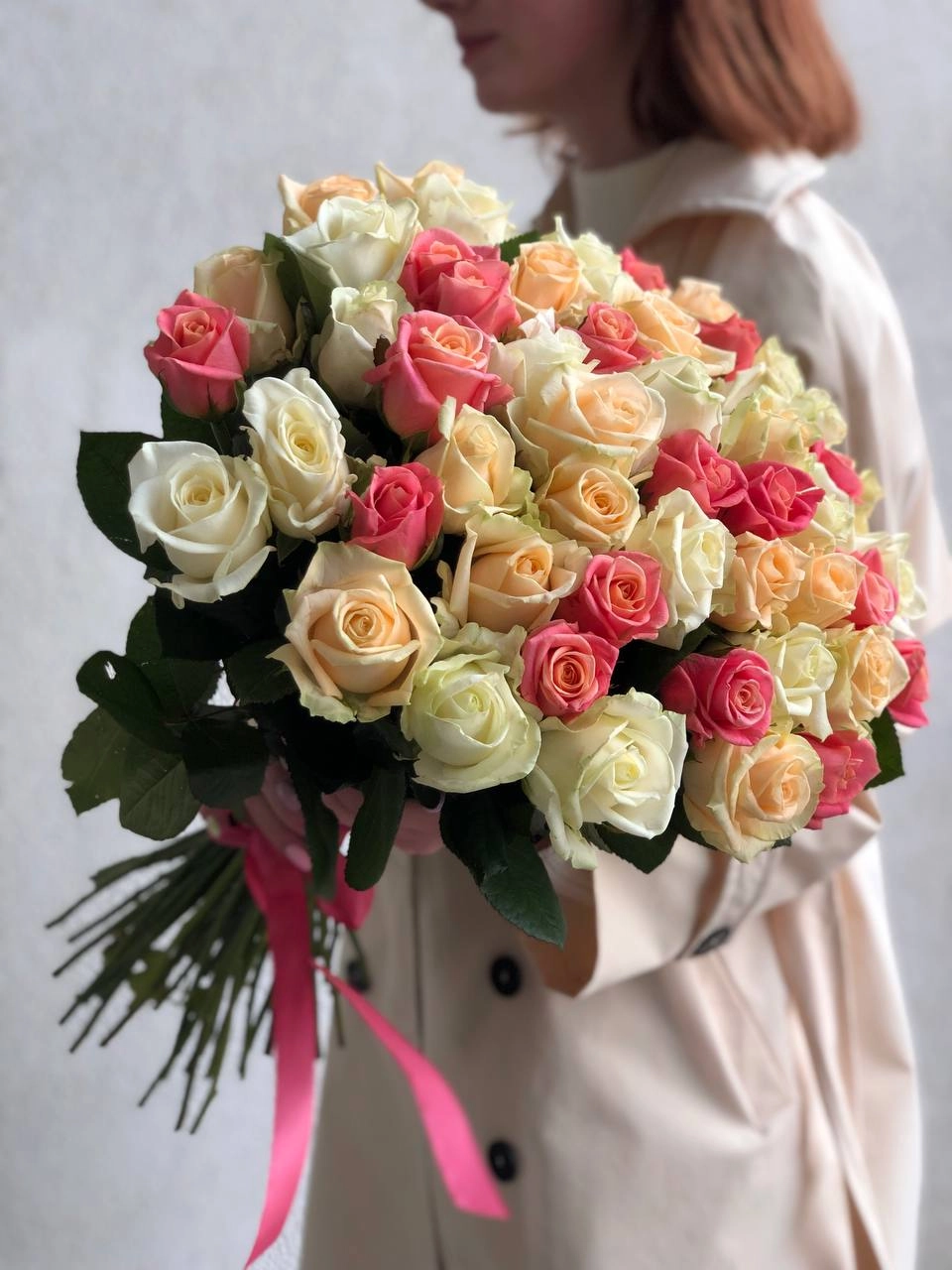 Картинка Букет из 51 розы "Коралловый риф"  60 см