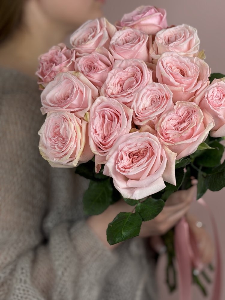 Картинка Букет из 15 роз Пинк Охара 70см