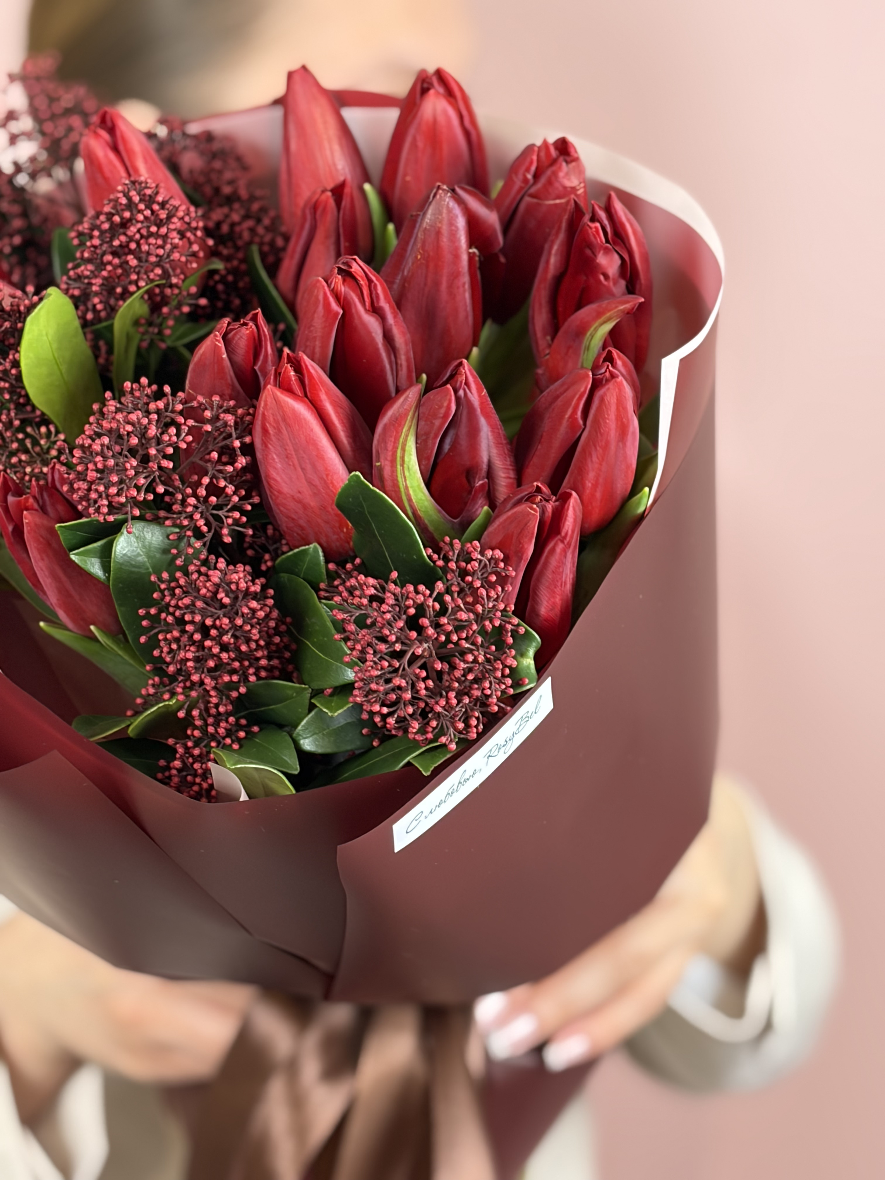 Картинка Букет из 15 тюльпанов "Глубокая Страсть"