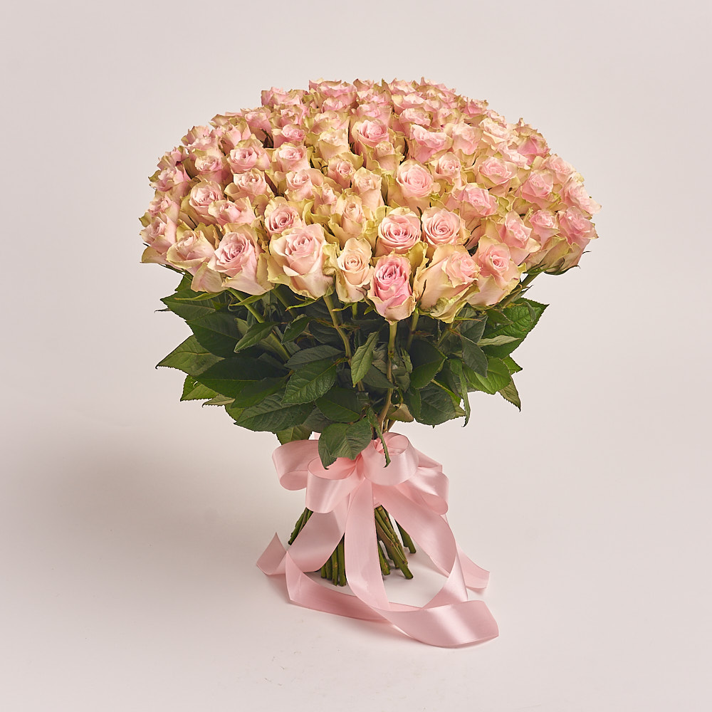 Картинка Букет из 101 розы "Розовое облако" 50 см