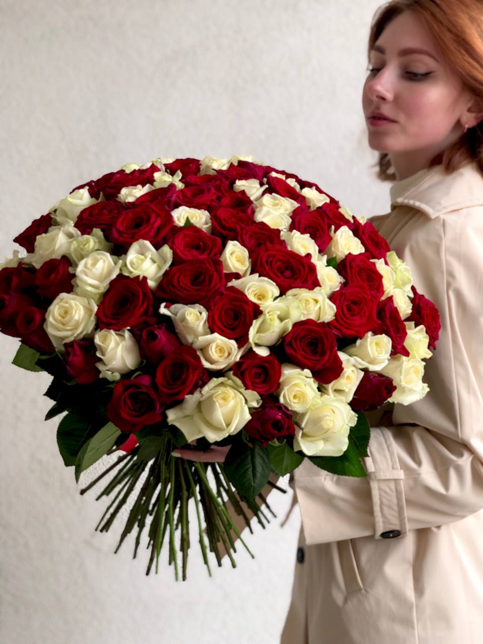 Картинка Букет из 101 розы "Два цвета" 70 см