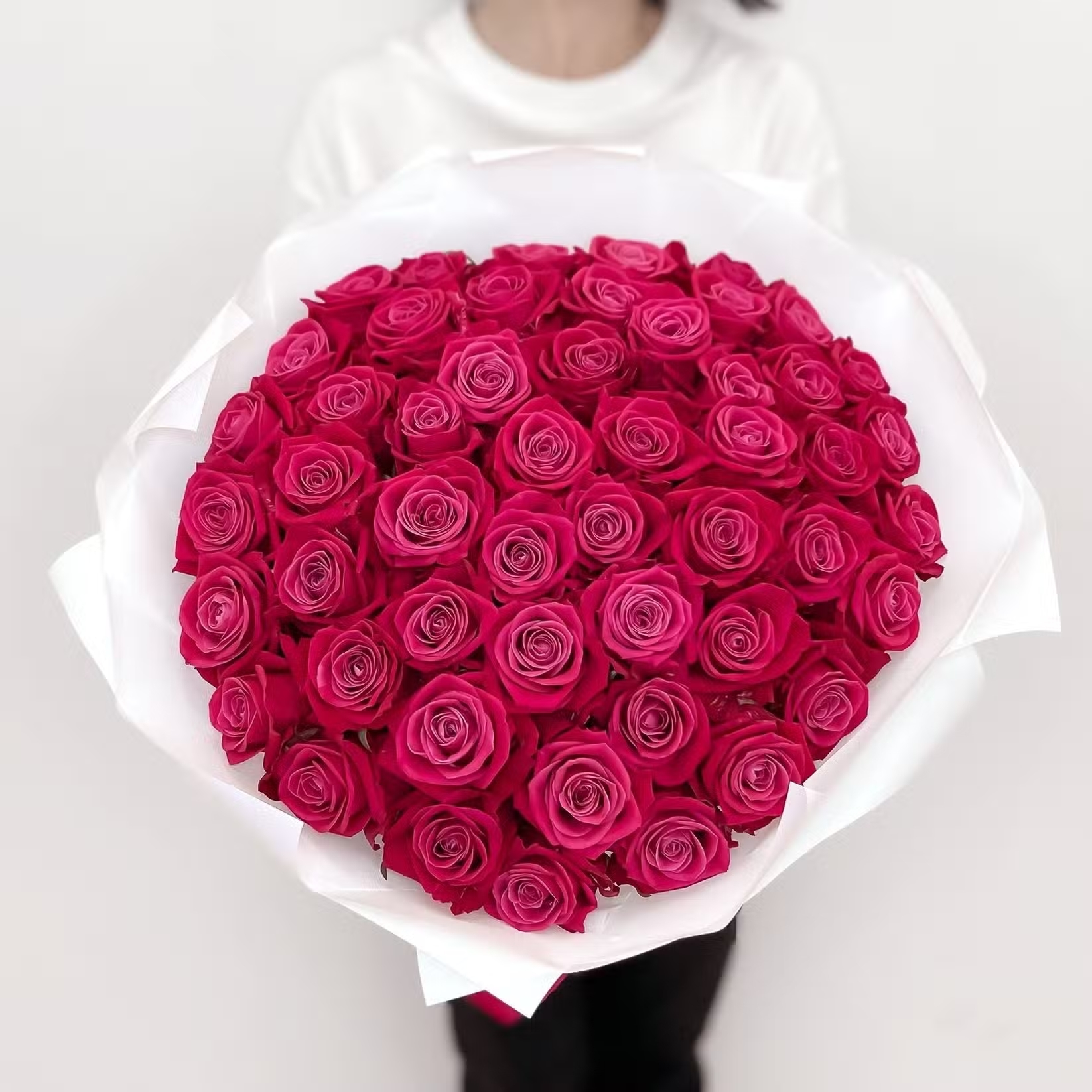 Картинка Букет из 51 розы сорта Шангрила 60 см
