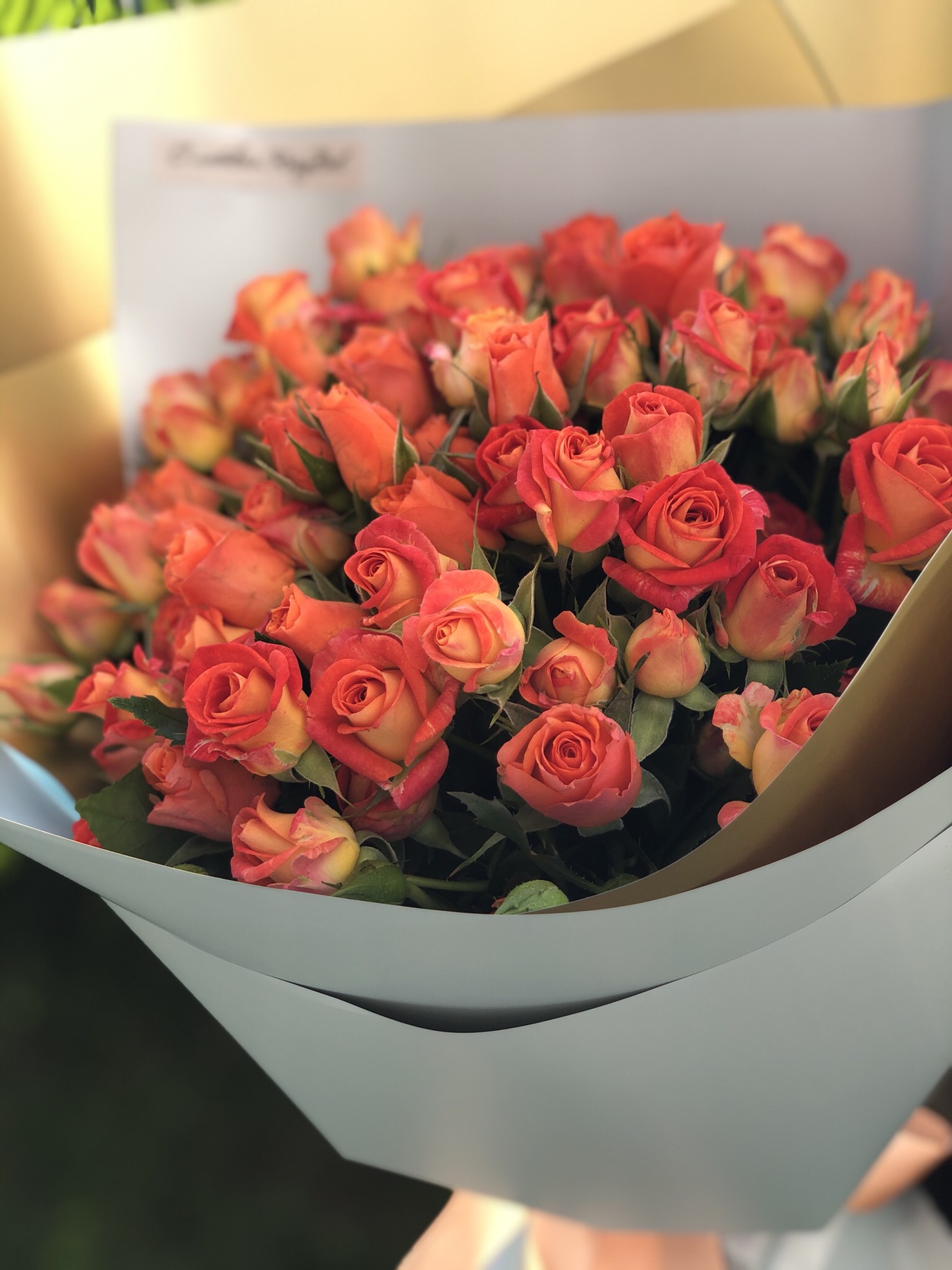 Картинка Букет из 21 кустовой розы "Сочное утро" 40 см